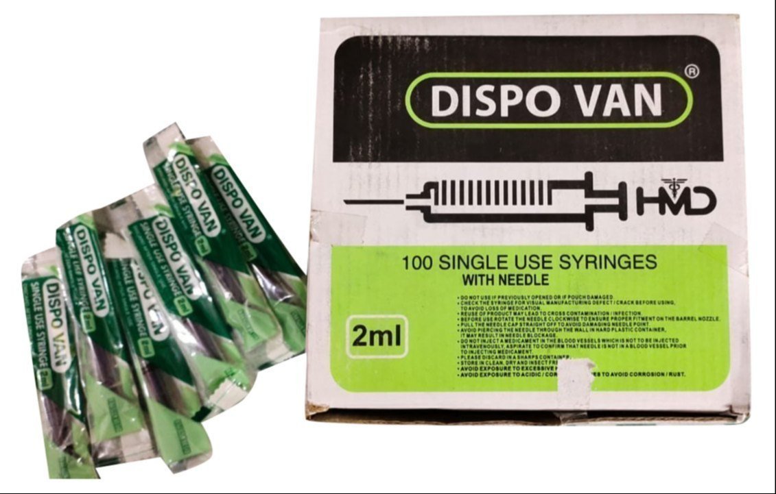 Dispovan 2ml Syringe with Needle - 24G (Pack of 100pcs) by HMD — buy wholesale in Hyderabad