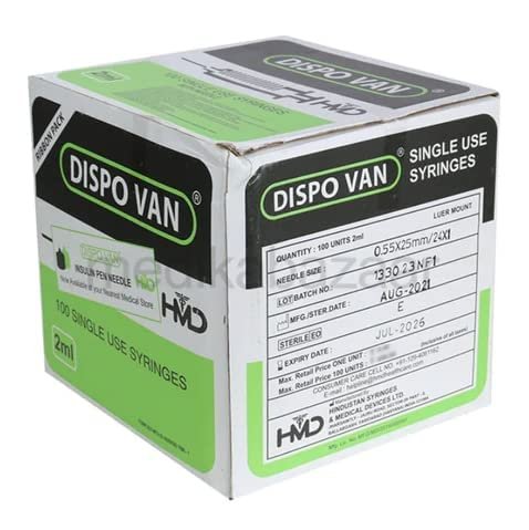 Dispovan 2ml Syringe with Needle - 24G (Pack of 100pcs) thumbnail 2