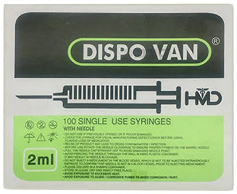 Dispovan 2ml Syringe with Needle - 24G (Pack of 100pcs) thumbnail 3