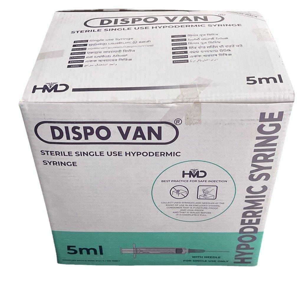Dispovan 5ml Syringe with Needle - 24G ( Pack of 100pcs) by HMD — buy wholesale in Hyderabad