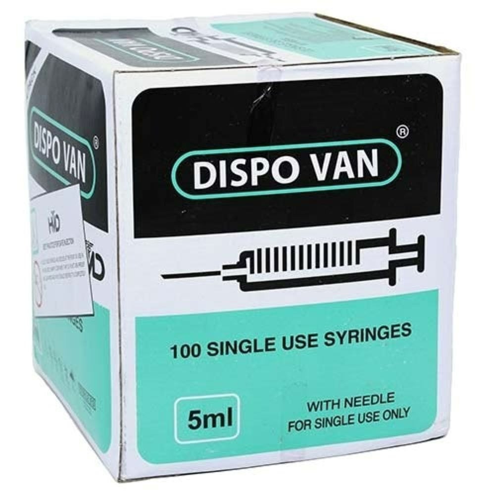 Dispovan 5ml Syringe with Needle - 24G ( Pack of 100pcs) thumbnail 2
