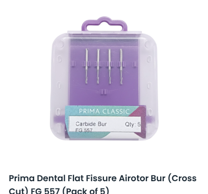 Prima Dental Carbide Bur (HP 557) Flat Fissure Cross Cut by Prima Dental — buy wholesale in Hyderabad