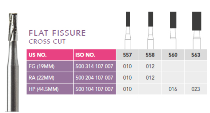 Prima Dental Carbide Bur (HP 557) Flat Fissure Cross Cut thumbnail 3